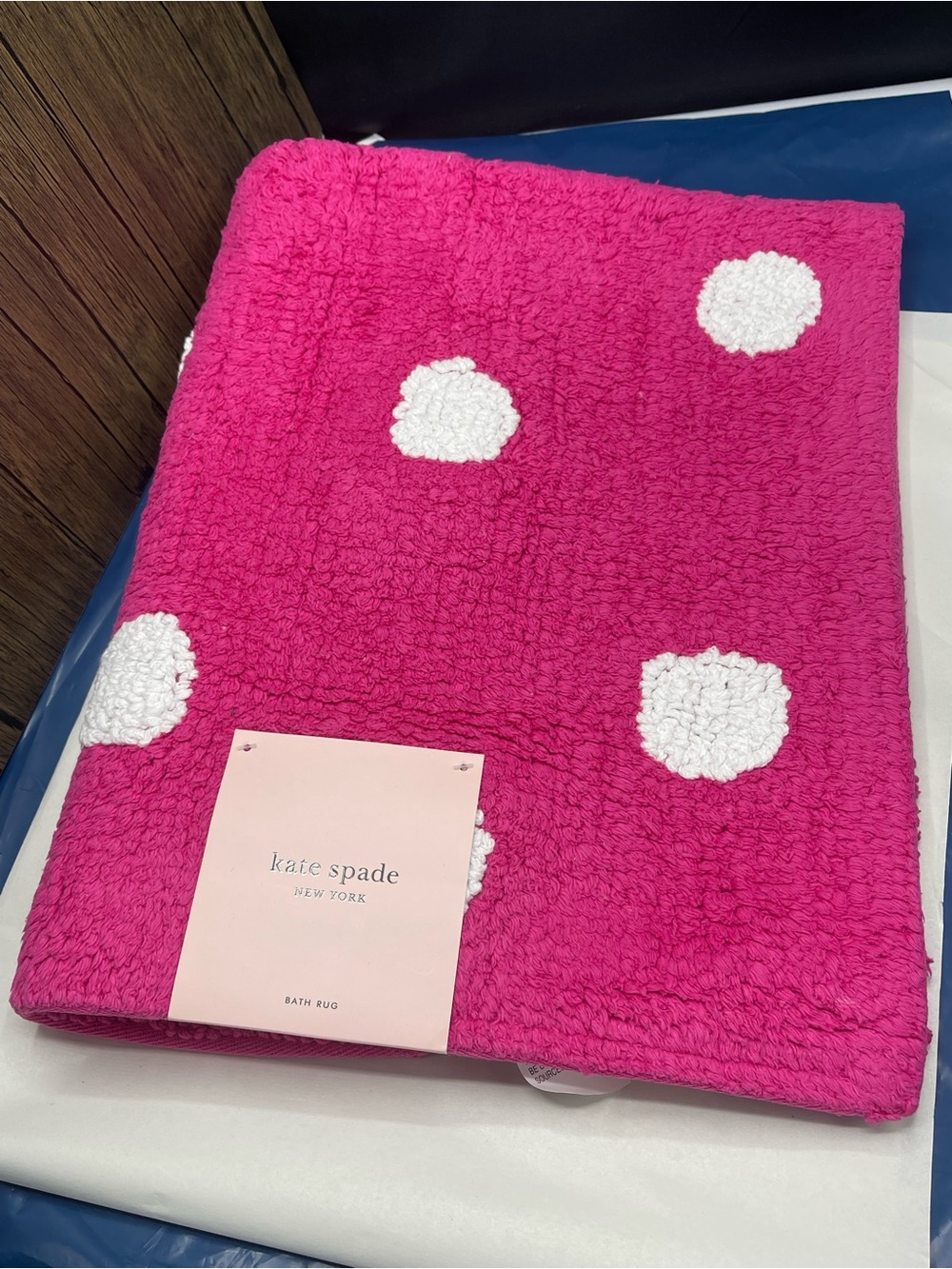 KATE SPADE Pink w/ White Dots Bath Rug 21" X 34" (Brand New)